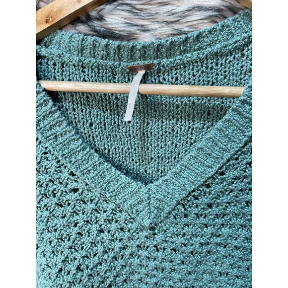 Free People Green Loose Knit Pull Over Sweater Women's Shirt Size XS - Picture 5 of 6